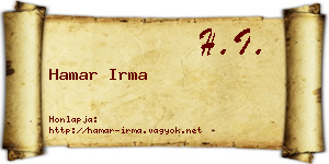 Hamar Irma névjegykártya